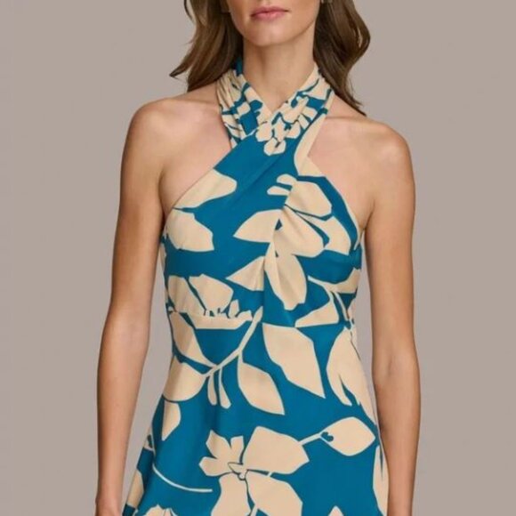 Donna Karan Women's Floral-Print Halter-Neck Dress - Picture 4 of 6